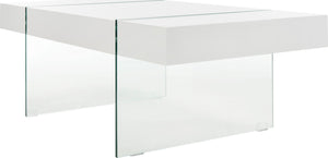 Jacob White Rectangular Glass Leg Modern Coffee Table With High Gloss Finish 455CDR