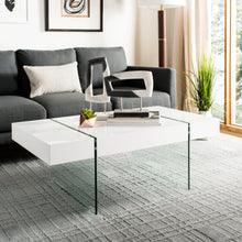 Load image into Gallery viewer, Jacob White Rectangular Glass Leg Modern Coffee Table With High Gloss Finish 455CDR
