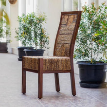 Load image into Gallery viewer, Dallas Salak Brown Abaca Weave Dining Chair with Mahogany Hardwood Trim and Frame 7258
