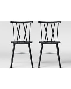 Set of Two Black X Back Dining Chairs #9608