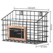 Load image into Gallery viewer, Set of 3 Wall-Mounted Rustic Wire Storage Baskets w/Chalkboard Labels 942AH
