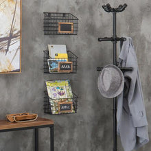 Load image into Gallery viewer, Set of 3 Wall-Mounted Rustic Wire Storage Baskets w/Chalkboard Labels 942AH
