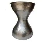 18 in. H Silver Industrial Style Hammered Texture Iron Stool with Hourglass Shaped Body