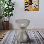 Load image into Gallery viewer, 18 in. H Silver Industrial Style Hammered Texture Iron Stool with Hourglass Shaped Body
