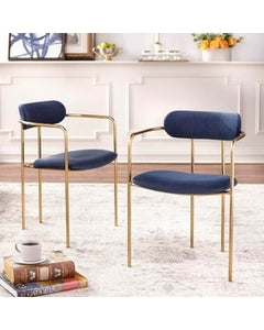 Simple Living Retro Velvet Dining Arm Chair (Set Of 2) (Navy) 7532