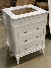 Load image into Gallery viewer, *AS IS* Eleanor Bathroom Vanity, White, 24&quot;, Carrara Marble Top (Marble is cracked on top)
