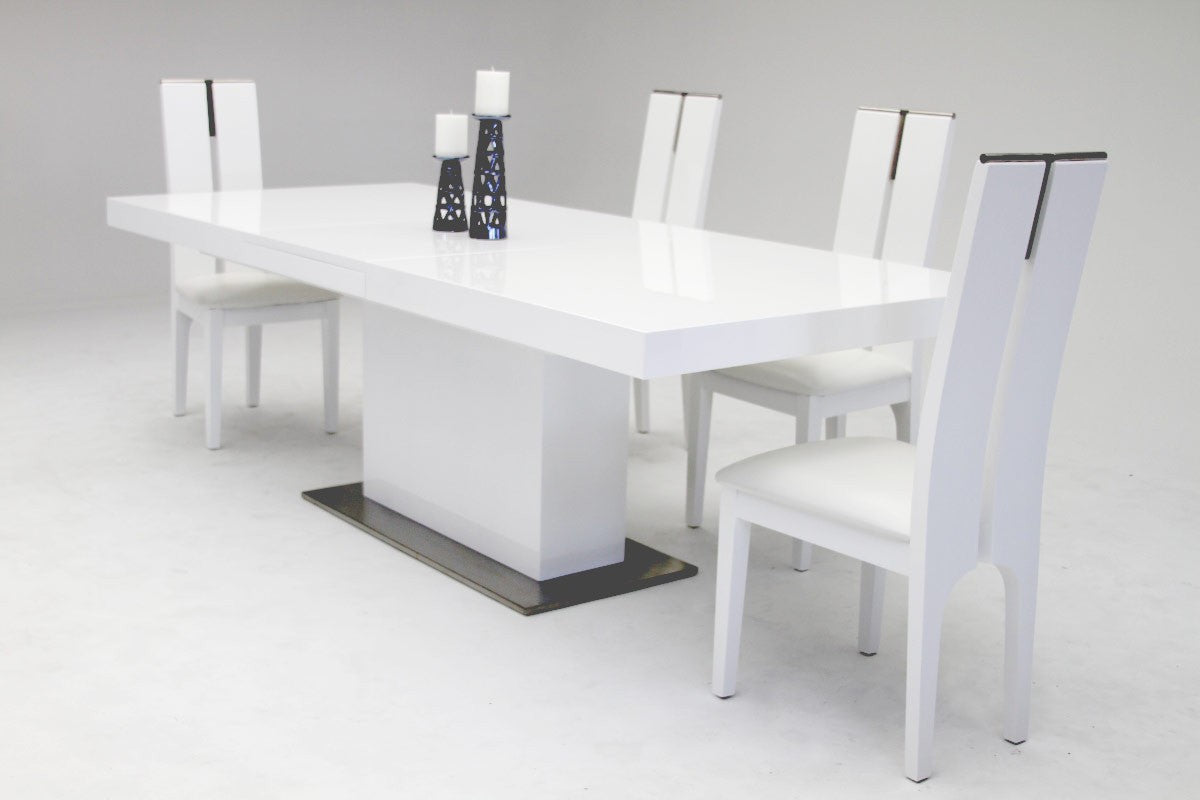 Zenith Modern White Extendable Dining Table (Leaf NOT included)