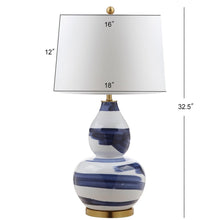 Load image into Gallery viewer, Aileen 32-in Blue/White LED Rotary Socket Table Lamp with Fabric Shade #2053HW
