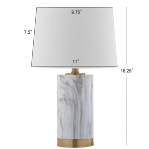 Clarabel 18.25 in. White/Black Marble Table Lamp with White Shade (SB341)