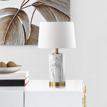 Load image into Gallery viewer, Clarabel 18.25 in. White/Black Marble Single Table Lamp with White Shade (SB1104)
