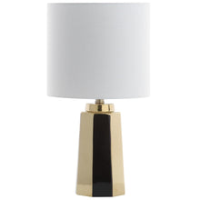 Load image into Gallery viewer, Single Parlon 17.25-in Plated Gold LED Rotary Socket Table Lamp with Fabric Shade #1036HW
