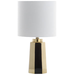 Single Parlon 17.25-in Plated Gold LED Rotary Socket Table Lamp with Fabric Shade #1036HW
