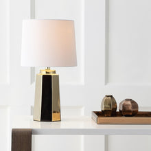 Load image into Gallery viewer, Single Parlon 17.25-in Plated Gold LED Rotary Socket Table Lamp with Fabric Shade #1036HW
