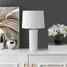Load image into Gallery viewer, Belford 18.5-in White LED Rotary Socket Table Lamp with Fabric Shade Set of 2 #2048HW
