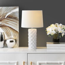 Load image into Gallery viewer, Belford 18.5-in White LED Rotary Socket Table Lamp with Fabric Shade Set of 2 #2048HW
