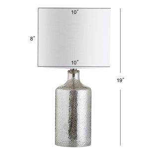 Danaris 19 in. Silver/Ivory Textured Table Lamp with White Shade (SB92)