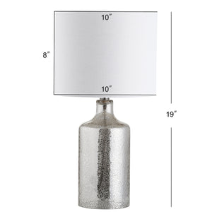 Danaris 19 in. Silver/Ivory Textured Table Lamp with White Shade (SB306)