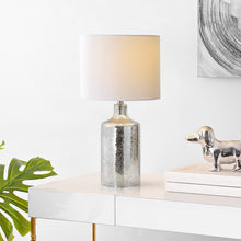 Load image into Gallery viewer, Danaris 19 in. Silver/Ivory Textured Table Lamp with White Shade (SB92)

