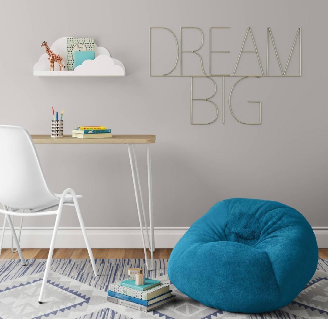Fuzzy Bean Bag Chair Turquoise-child size