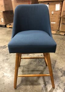 30" Geller Modern Barstool in Ocean Fabric with Chestnut Legs **AS IS** #9936