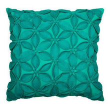 Load image into Gallery viewer, Felt Flowers Teal 18 inch Pillow
