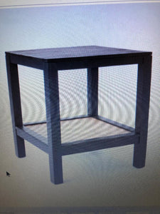 Black accent table with rattan shelf #9216
