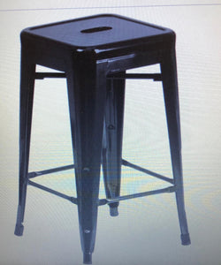 Set of Two Black Metal Counter Stools #9640