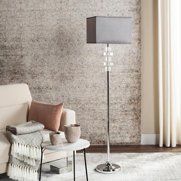 Times 60.25 in. Clear Square Floor Lamp with Gray Shade - #182CE