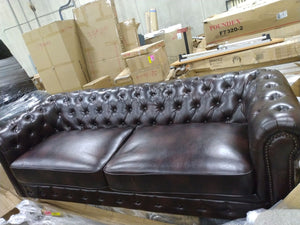 Caine 72'' Faux Leather Rolled Arm Chesterfield Sofa MRM3598OB