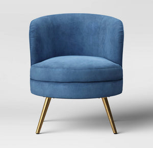 Beadle Accent Chair with Brass Leg Velvet Blue #4214