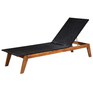 Sun Loungers set of 2 with Table Rattan & Solid Acacia Wood 2096