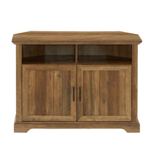Load image into Gallery viewer, 44&quot; Grooved Door Corner TV Console in Reclaimed Barnwood - Walker Edison W44CMCR2DRO MRM1040
