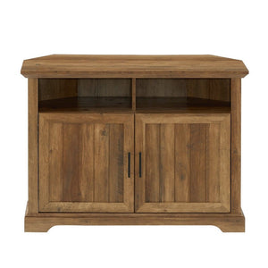 44" Grooved Door Corner TV Console in Reclaimed Barnwood - Walker Edison W44CMCR2DRO MRM1040