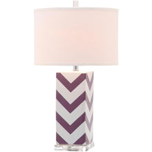 Load image into Gallery viewer, Chevron 27 in. Purple Stripe Table Lamp with White Shade (Set of 2) -542CE
