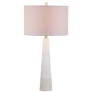 Delilah 30 in. White Marble Alabaster Table Lamp with Off-White Shade (Set of 2) - #187CE