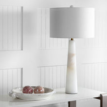 Load image into Gallery viewer, Delilah 30 in. White Marble Alabaster Table Lamp with Off-White Shade (Set of 2) - #187CE
