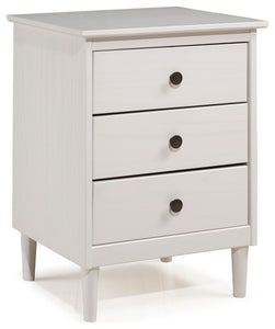 Classic 3-Drawer Solid Wood Nightstand, White #4253