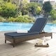 Outdoor Wicker Chaise Lounge with Navy Cushion #6003