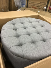 Load image into Gallery viewer, Copper Grove Lamentin Dark Grey Tufted Large Round Storage Ottoman
