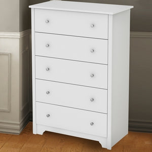 Pure White Fusion 5 Drawer Chest